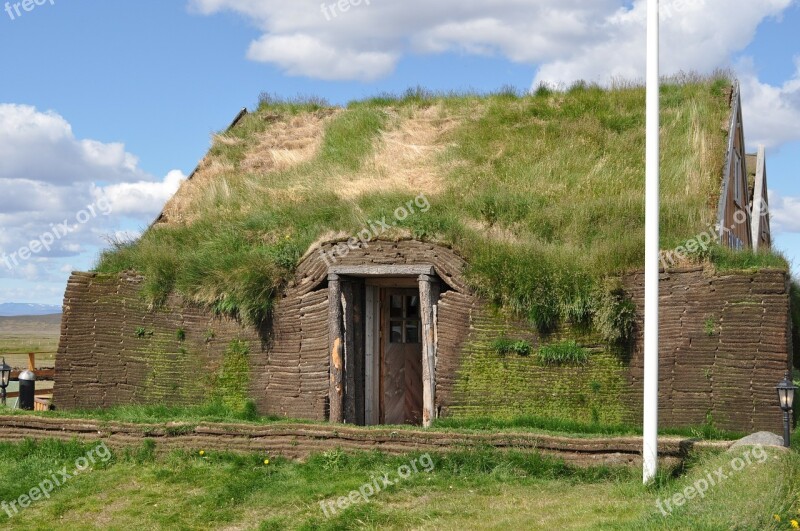 Torfhaus Grass Roof Iceland Hut Building