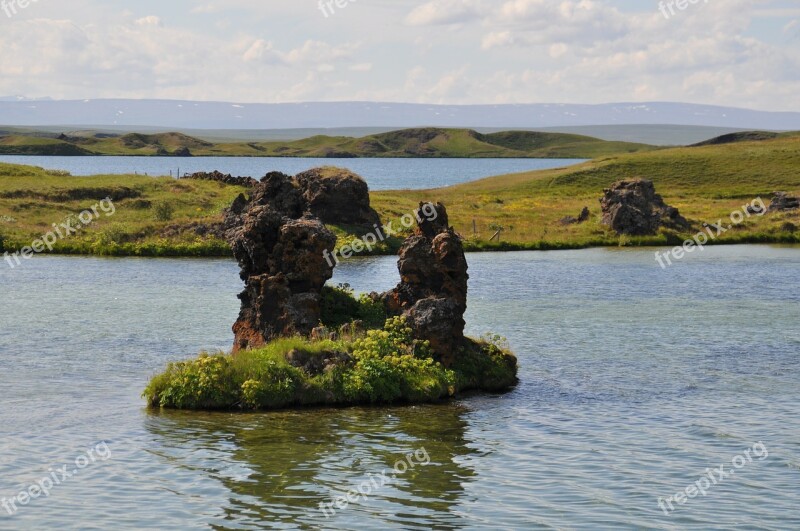 Iceland Höfði Water Landscape Stones