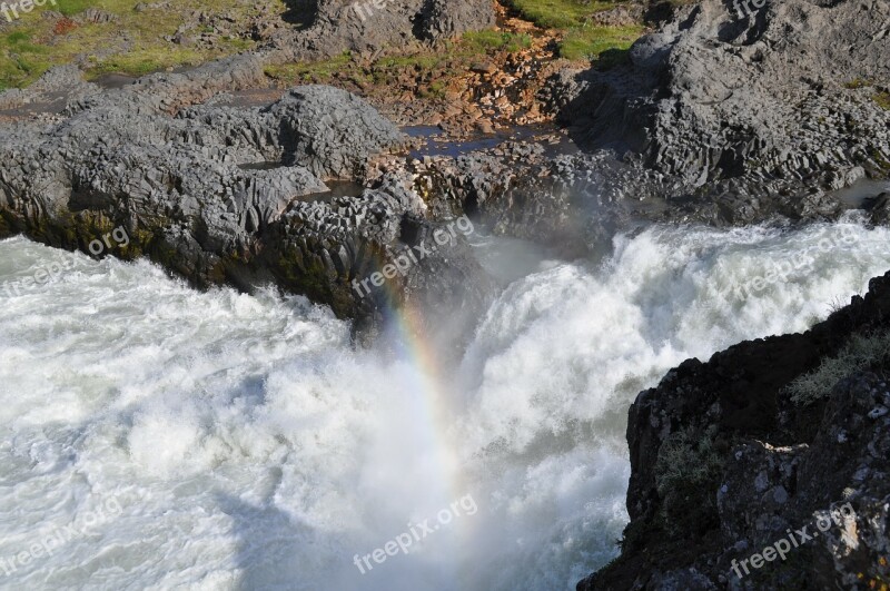 Iceland Godafoss Waterfall Nature Free Photos