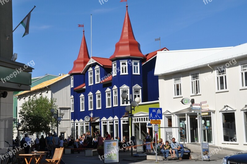 Iceland Akureyri Houses City Building