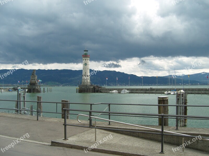 Lindau Port Lake Constance Storm Sky