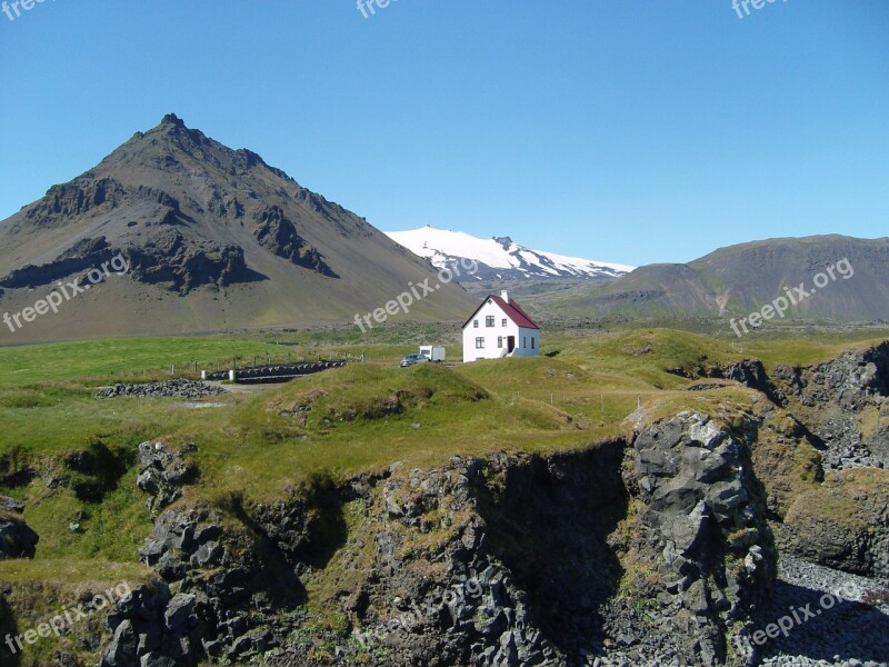 Iceland Glacier House Lava Volcanic Rock