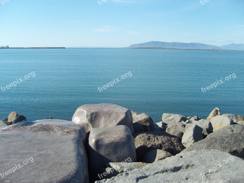 Reykjavik Iceland Sea Lake Stones