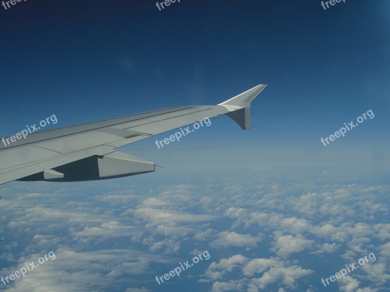 Wing Aircraft Sky Aerial View Clouds