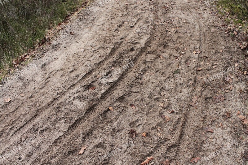 Traces Sand Bike Tracks Footprints Reprint