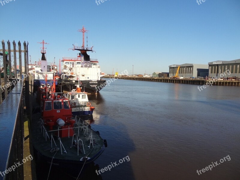 Middlesbrough Harbor Port River Ships