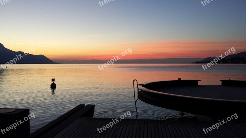 Lake Geneva Sunset Winters Free Photos