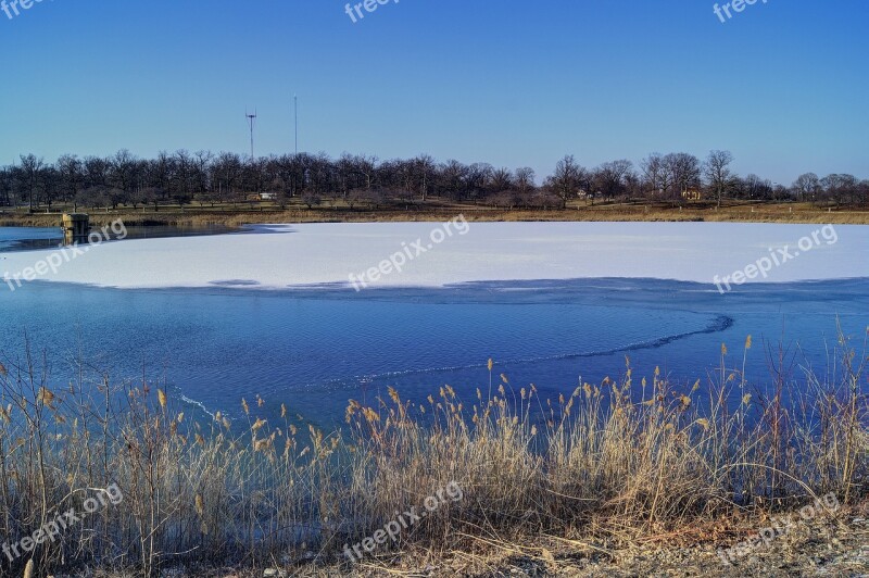 Frozen Lake Lake Park Baltimore Druid Hill Park