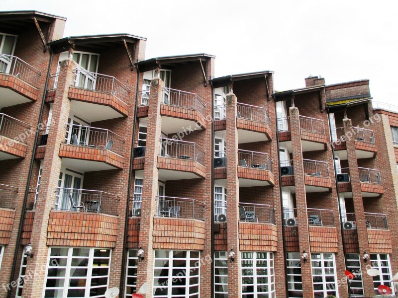 Architecture Facade Brick Window Balconies