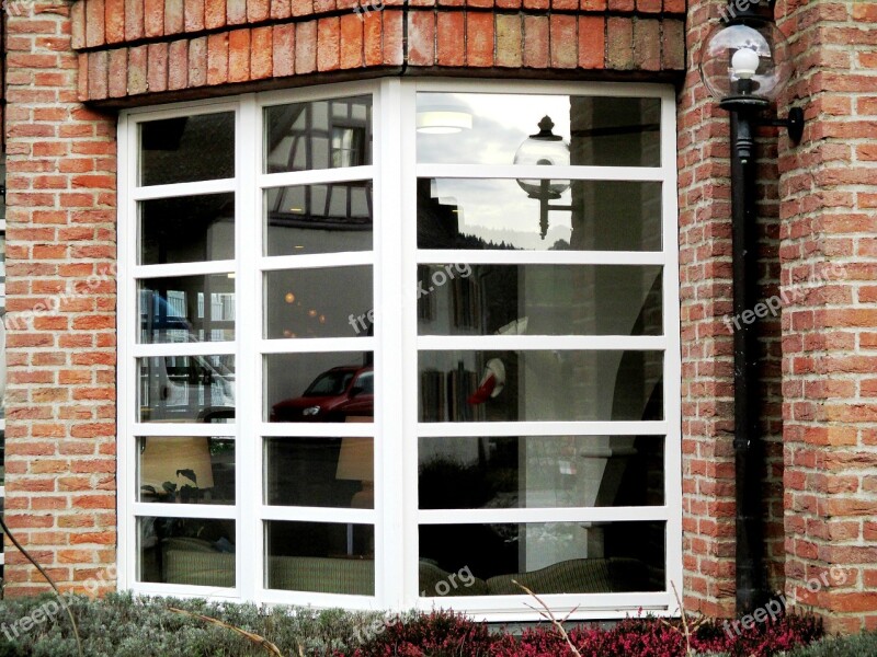 Architecture Facade Brick Window Mirroring