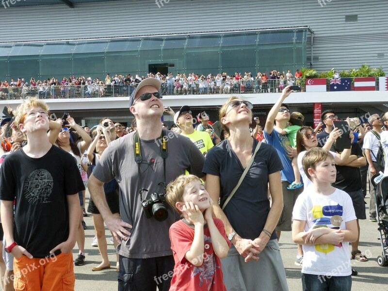 Audience People Watching Air Show Airplanes