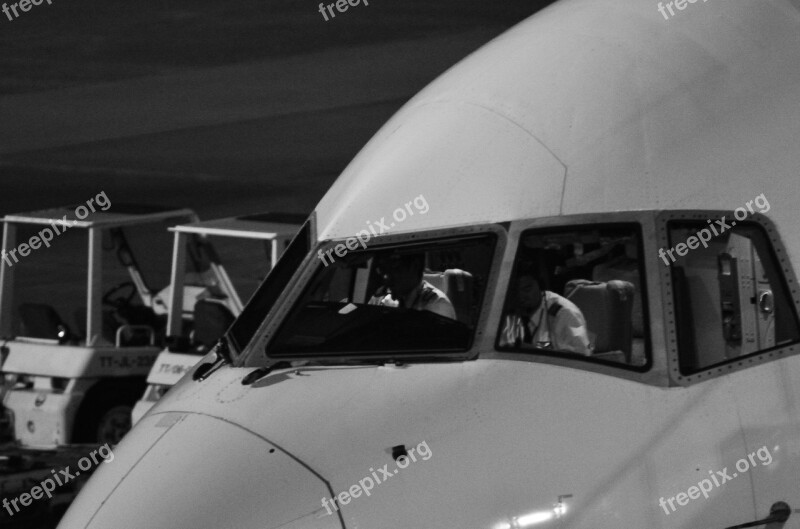 Boeing Cockpit Aircraft Airplane Black And White