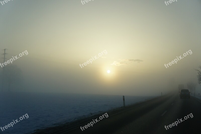 Morning Sun Road Mood Grey Winter