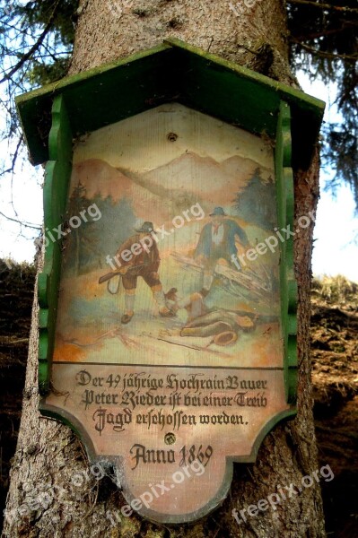 Image Stock Wayside Cross Hunter Hunting Forest