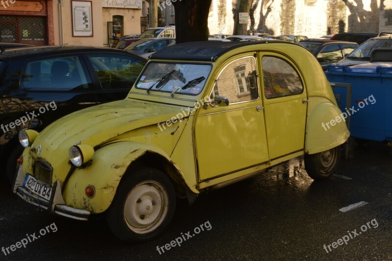 Citroën 2cv Car Yellow Avignon France