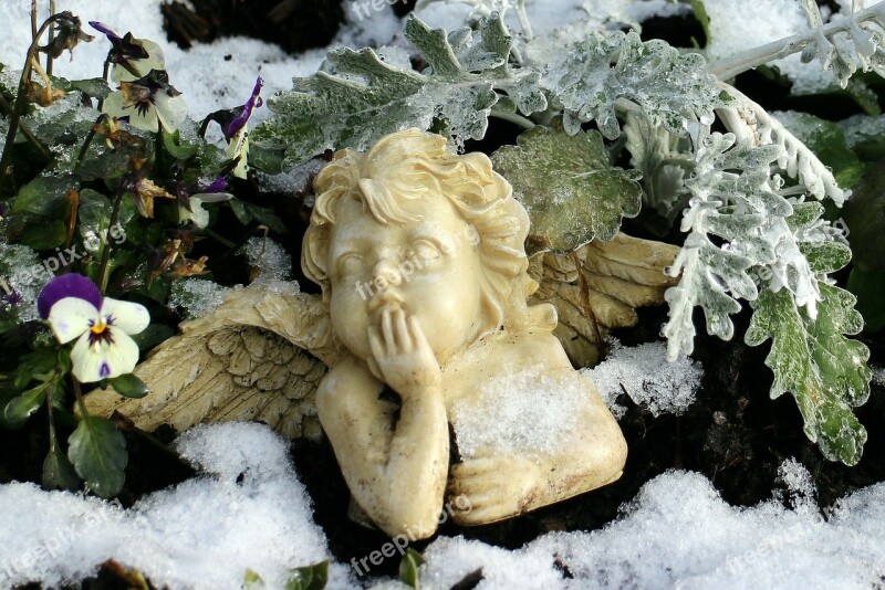 Angel Figure Winter Snow Frost