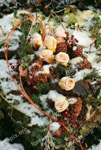 Arrangement Roses Decoration Flowers Winter