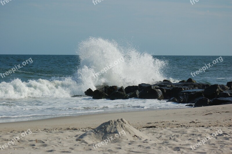 Wave Splash Ocean Seascape Beach