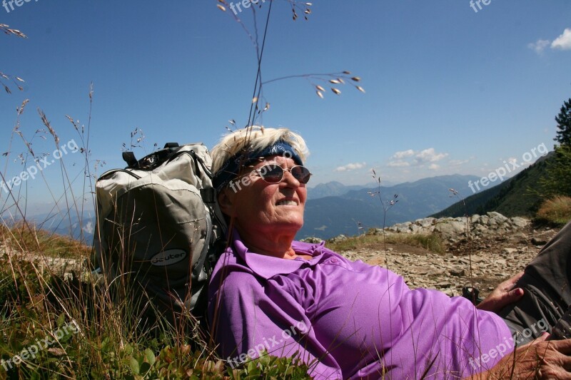 Hiking Break Mountain Walking Rest Woman