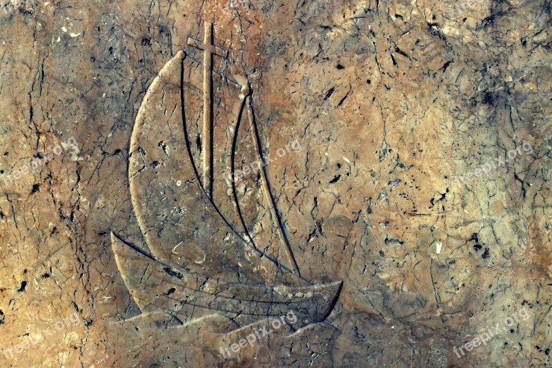 Relief Stone Symbol Ship Shipping