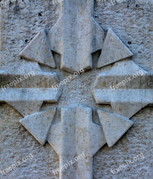 Relief Stone Symbol Cross Rays