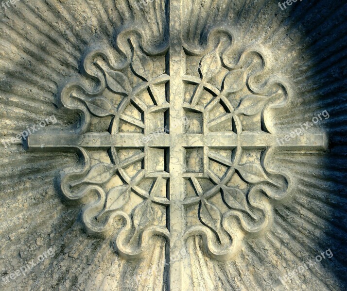 Relief Symbol Cross Sun Rays