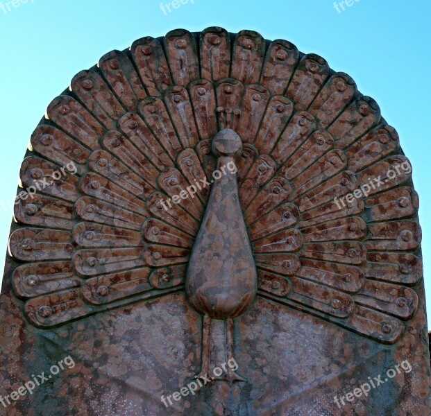 Relief Peacock Wheel Wheel Of Life Stone Figure