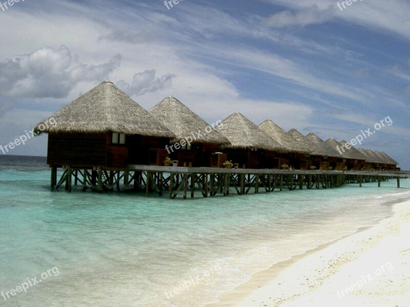 Beach Bungalow Romantic Summer Maldives Mirihi Island