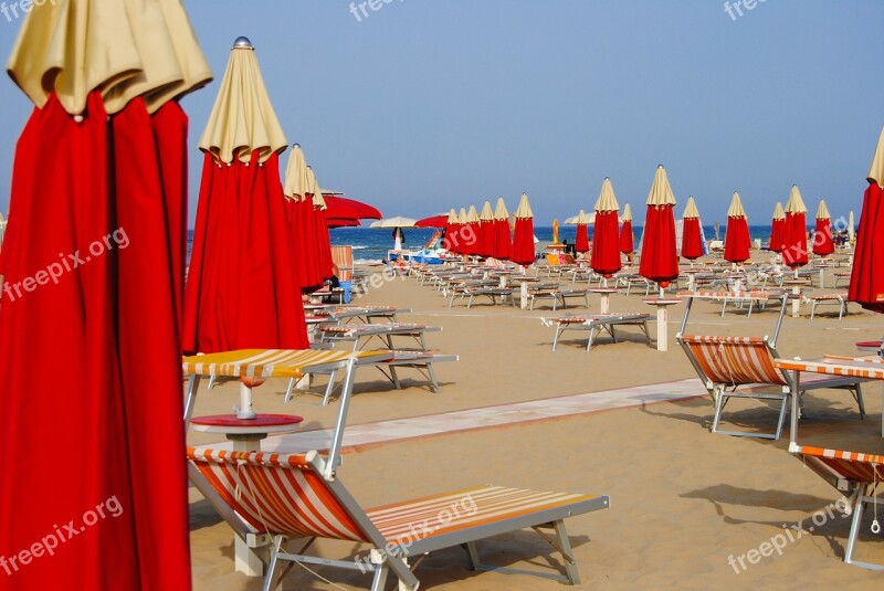 Rimini Italy Beach Umbrellas Sunshades