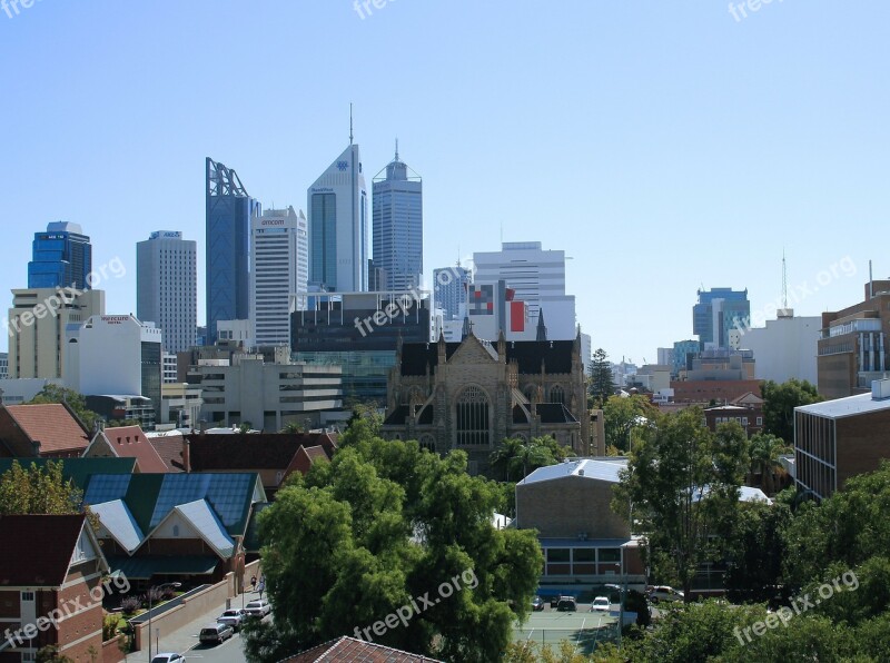 Perth City Seen From The East Skyline City Urban