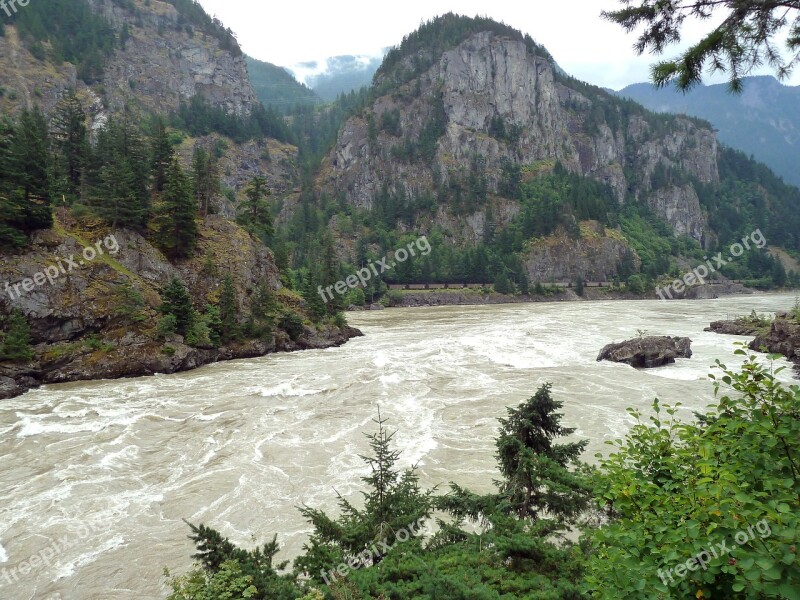 Fraser River British Columbia Canada Rushing Water Mountains