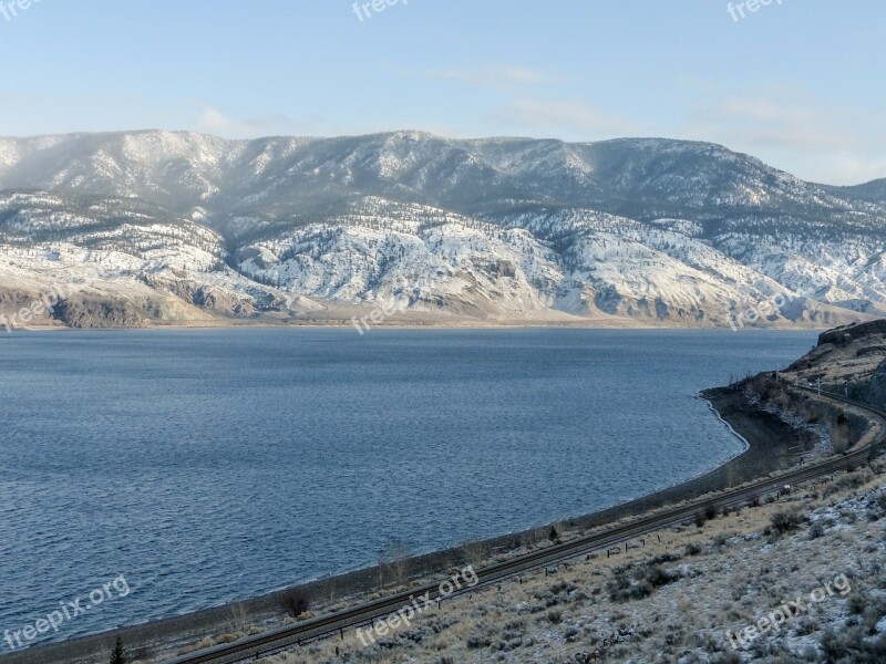 Kamloops Lake British Columbia Canada Winter Landscape