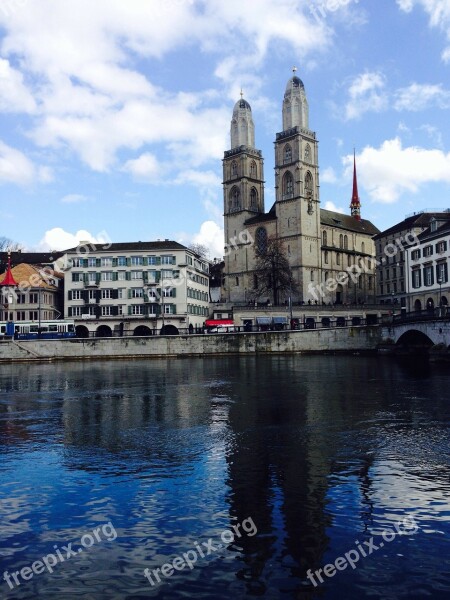 Zurich Grossmünster Church Switzerland Swiss