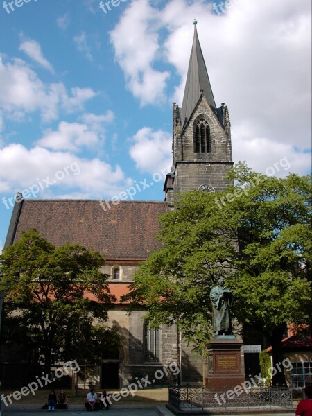 Merchant Church Luther Memorial View Of The Anger Erfurt Thuringia Germany