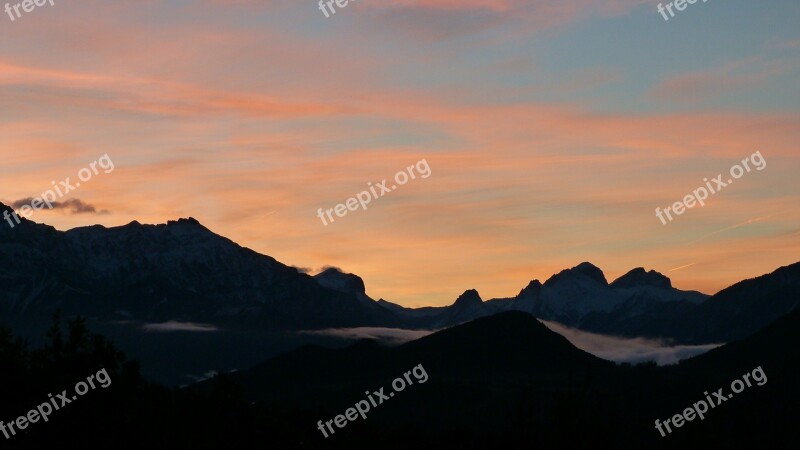 Mountain Landscape Sunrise Sky Panorama