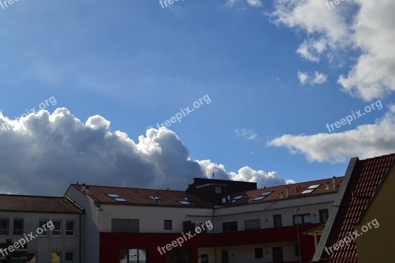 House Roofs Sky Blue House Clouds