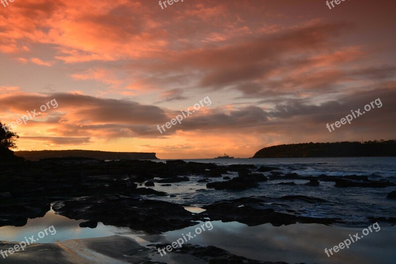 Sunrise Sydney Australia Clouds Orange