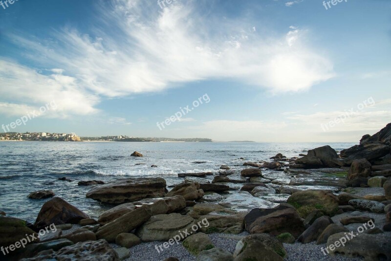 Ocean Rocks Clouds Manly Australia