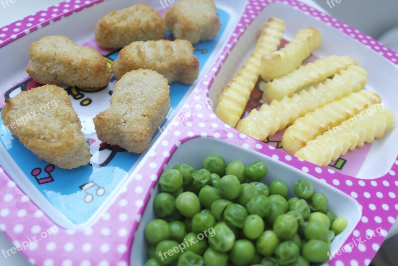 Lunch Fries Peas Nuggets Fish Sticks