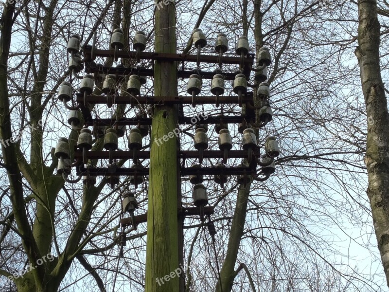 Message Service Old Porcelain Rarely Telegraph Pole