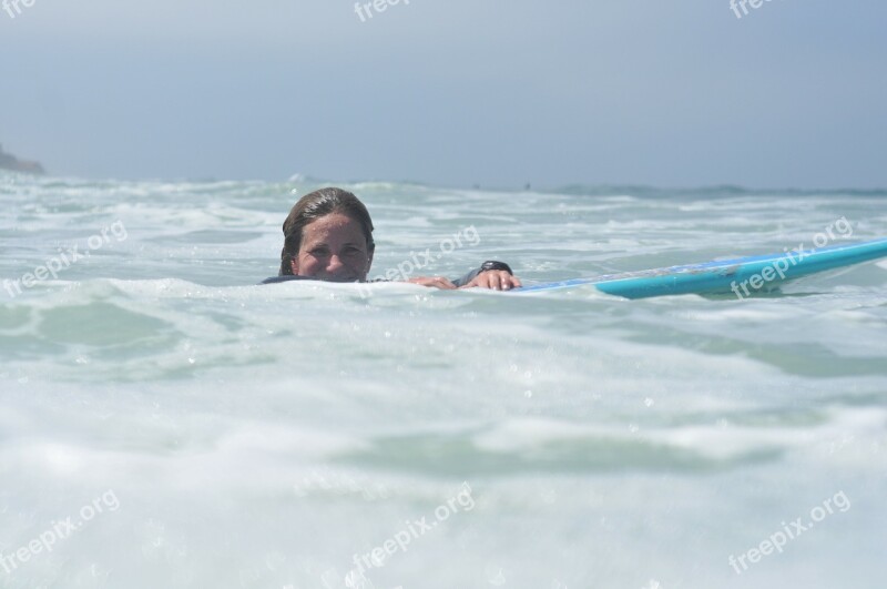 Surfer Surfing Ocean Girl Sea