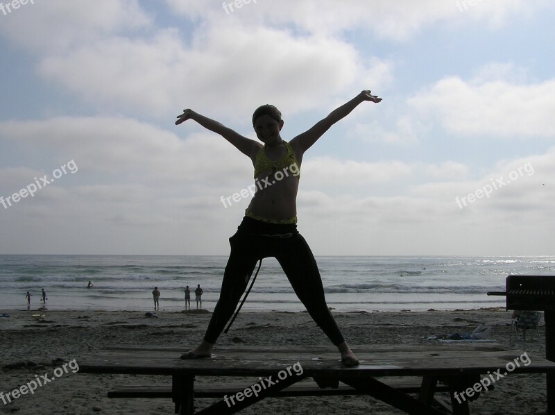 Happy Girl Ocean Beach Sky