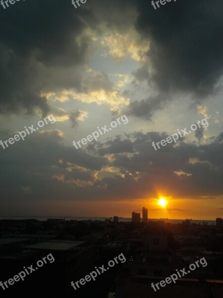 Sunset Dark Clouds Sun Free Photos