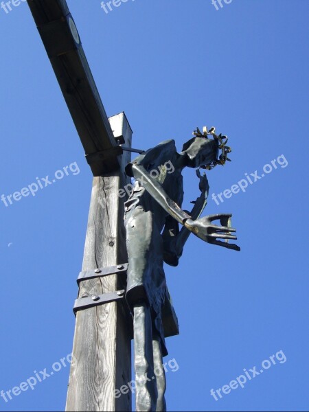 Cross Sculpture Christ Figure Iron