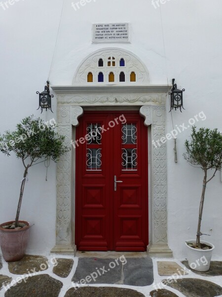 Door Red Door Church Door Greece Architecture