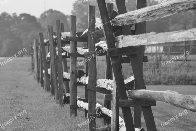 Wood Fence Splitrail Fence Rural Farm Fields