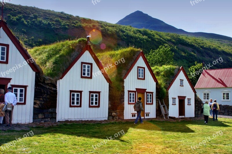 Grass Roofs Iceland Houses Residential Structure Museum