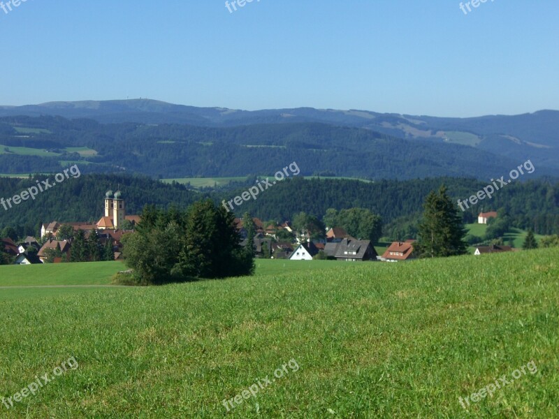 St Mar Gene Abbey Village Hochschwarzwald Twin Towers Of The Church Horizon