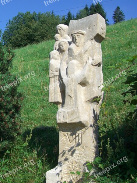 Way Of The Cross Station 8 Sculpture Stone Chiseled