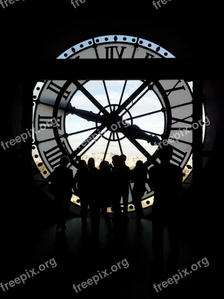 Paris Clock Time People Analog Clock